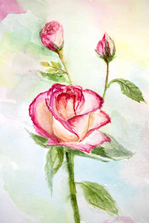 watercolor flower painting. watercolor floral background. card. wedding invitation template. flower card. impressionism style, paint strokes, art background. Modern Art. color of 2022の写真素材