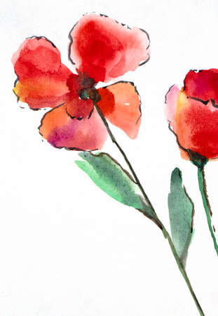 Watercolor floral background. Watercolor flower bouquets. Birthday card. Delicate floral pattern.. inversionの写真素材