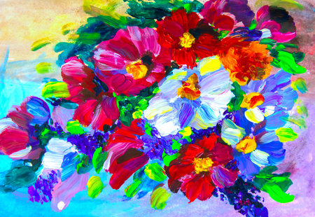 Oil Painting, Impressionism style, flower painting, still painting canvas, artist, painting,の写真素材