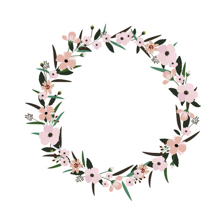 Vector flower wreath. Floral frame for greeting, invitation, wedding cards design.のイラスト素材
