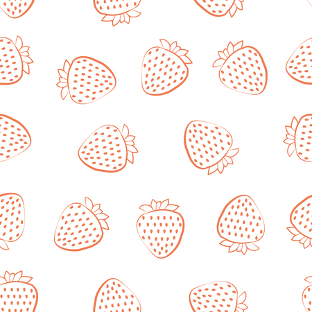 Vector illustration of seamless pattern of strawberry. Hand-drawn strawberry background.のイラスト素材
