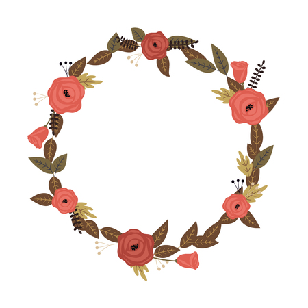 Vector roses wreath. Roses frame for greeting, invitation, wedding cards design.のイラスト素材