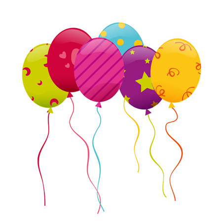 Vector multicolored balloons illustration on white background.のイラスト素材
