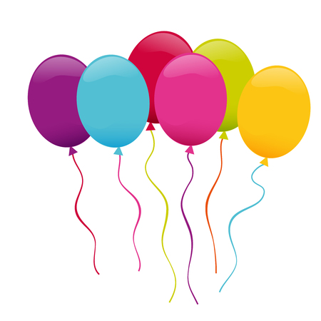 Vector multicolored balloons illustration on white background..のイラスト素材