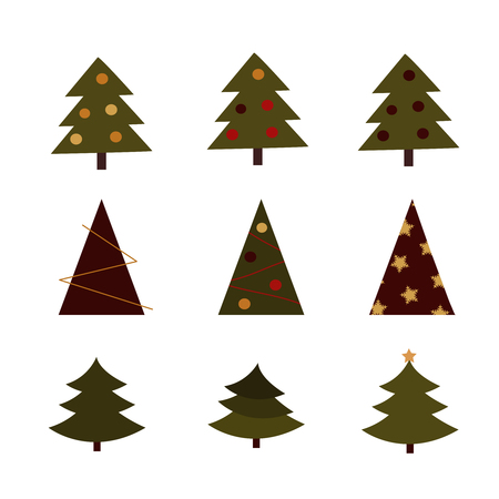 Set of Christmas trees. Vector illustration.のイラスト素材