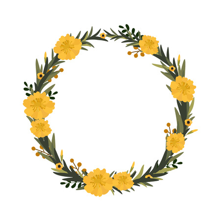 Vector flower wreath. Floral frame for greeting, invitation, wedding cards design.のイラスト素材