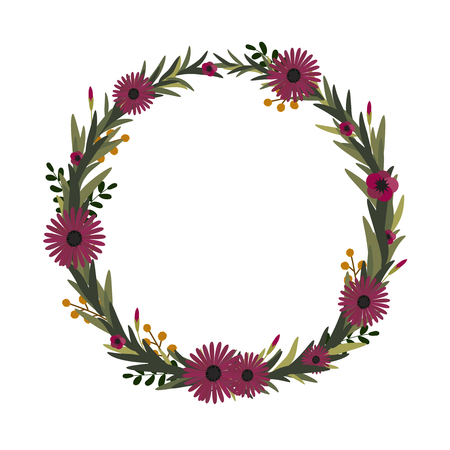 Vector flower wreath. Floral frame for greeting, invitation, wedding cards design.のイラスト素材