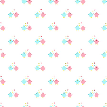 Vector seamless pattern of singing birdsのイラスト素材