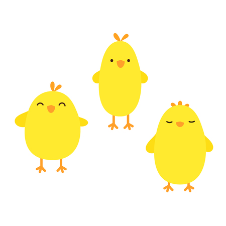 Vector set of cartoon chickens. Vector illustration of chickens.のイラスト素材