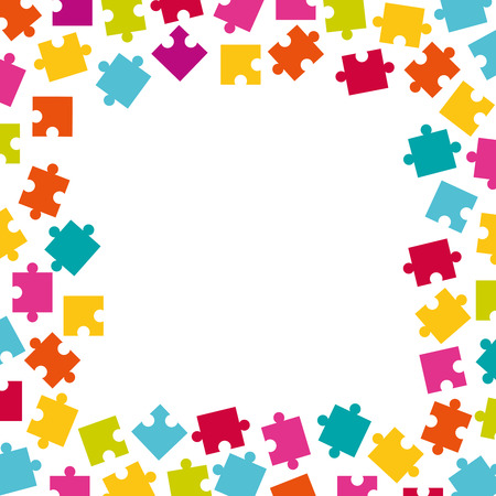Vector frame of colorful jigsaw puzzle pieces.のイラスト素材