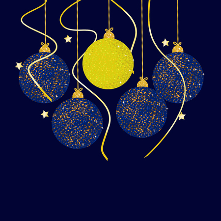 New Year Background. Colorful Christmas Balls for greeting, invitation cards design.のイラスト素材