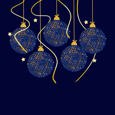 New Year Background. Colorful Christmas Balls for greeting, invitation cards design.のイラスト素材