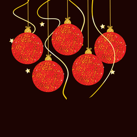 New Year Background. Colorful Christmas Balls for greeting, invitation cards design.のイラスト素材