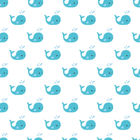 Vector seamless pattern of cute cartoon whalesのイラスト素材