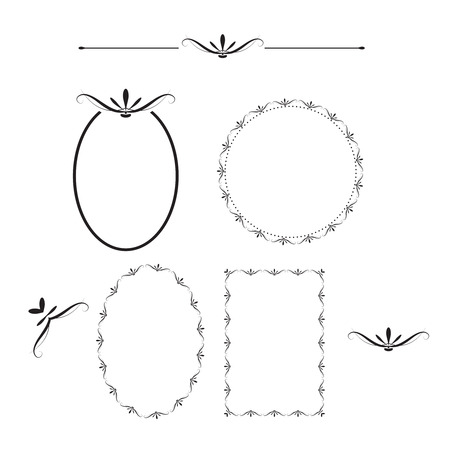 Vector set of decorative elements. Frames, corner, page rule. のイラスト素材