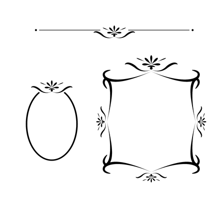 Vector set of decorative elements. Frames, corner, page rule. のイラスト素材