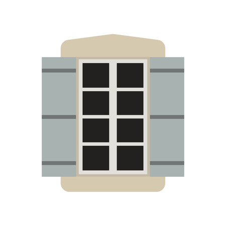 Vector illustration of window with shutters.のイラスト素材