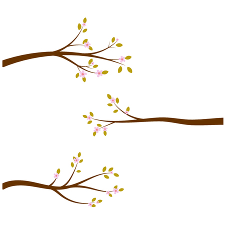 Vector set of blossoming tree branches.のイラスト素材