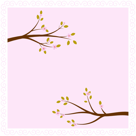 Vector frame with blossoming tree branches for greeting, invitation, wedding cards design.のイラスト素材