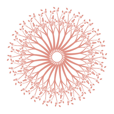 Vector decorative circle with little leaves and flowers.のイラスト素材