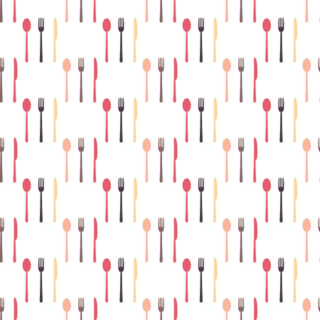 Vector seamless pattern of fork, spoon and knife .のイラスト素材