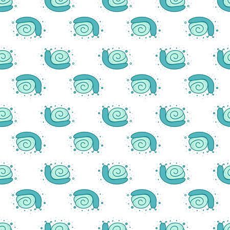 Vector seamless pattern of cartoon blue snails のイラスト素材
