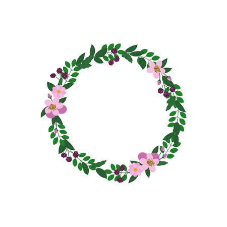 Vector flower wreath. Floral frame for greeting, invitation, wedding cards design.のイラスト素材