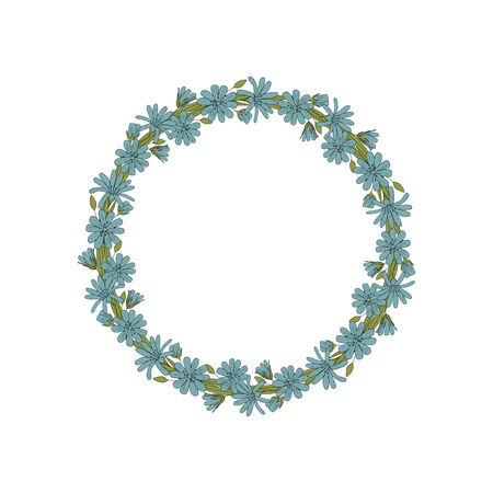 Vector flower wreath. Floral frame for greeting, invitation, wedding cards design.のイラスト素材