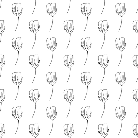 Vector seamless flower monochrome patternのイラスト素材
