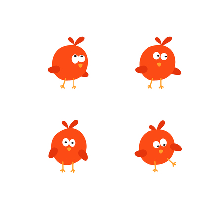 Vector set of different cartoon birds.のイラスト素材