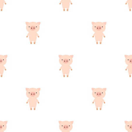 Vector seamless pattern of cartoon pigのイラスト素材