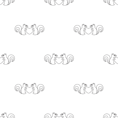 Vector seamless pattern of squirrels with heartのイラスト素材