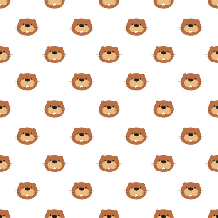 Vector seamless pattern of cartoon beaverのイラスト素材