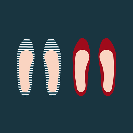 Vector illustration of red and striped flats.のイラスト素材