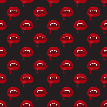 Vector Halloween seamless pattern melting vampire lips.のイラスト素材