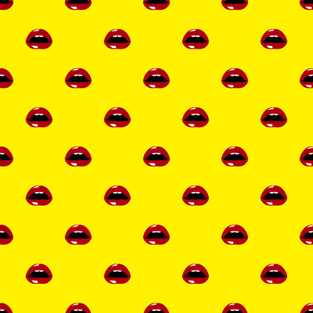 Vector seamless pattern of lips on yellow background.のイラスト素材