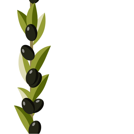 Olive seamless pattern brush. Olive border. Vector olive line border.のイラスト素材