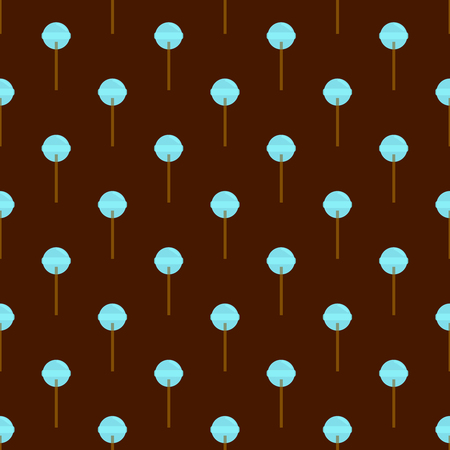 Vector seamless pattern of blue lollipops on chocolate brown background. Seamless pattern.のイラスト素材