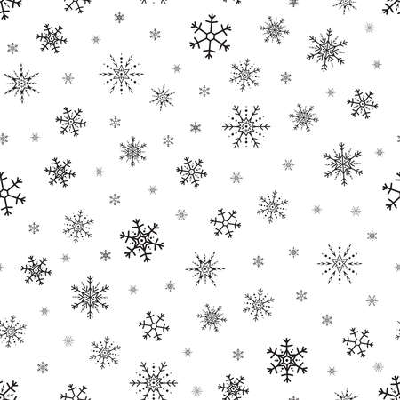Vector seamless pattern of black snowflakes. Snowflake seamless pattern.のイラスト素材