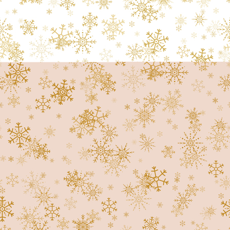 Vector seamless pattern of golden snowflakes. Gold snowflakes seamless pattern.のイラスト素材
