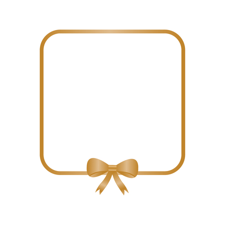 Vector gold square frame with decorative golden bow.のイラスト素材