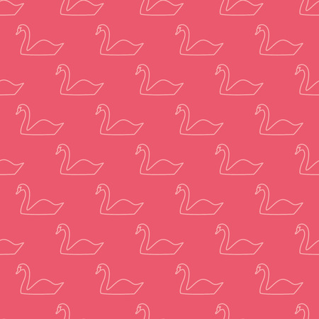Vector seamless pattern with outline pink swans.のイラスト素材