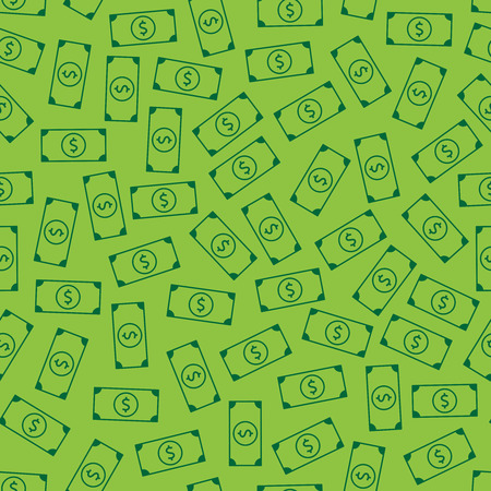 Vector american dollar notes seamless pattern. Banknotes background. Dollars seamless pattern.のイラスト素材