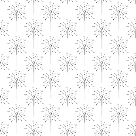 Vector seamless pattern with hand drawn burning sparkler. Christmas sparkler.のイラスト素材