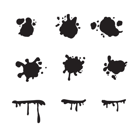 Vector abstract black splash set. Splashes collection.のイラスト素材