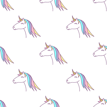 Vector seamless pattern with colorful unicorns. Seamless patternのイラスト素材