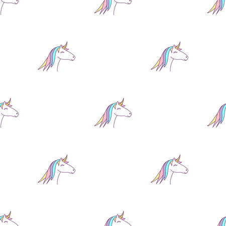 Vector seamless pattern with colorful unicorns. Seamless patternのイラスト素材