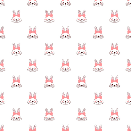 Vector seamless pattern with cute cartoon bunny with bow.のイラスト素材