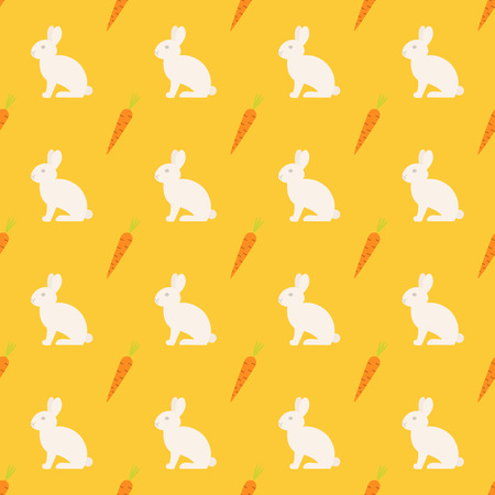 Vector seamless pattern with rabbits and carrots.のイラスト素材