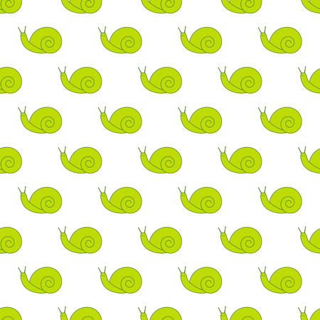 Vector seamless pattern with snails. Green snails seamless pattern.のイラスト素材